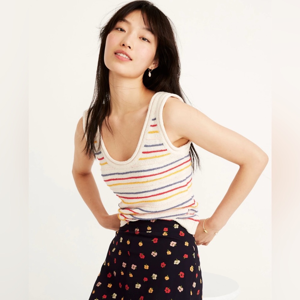 EUC Madewell Scoop Sweater Tank in Allgood Stripe